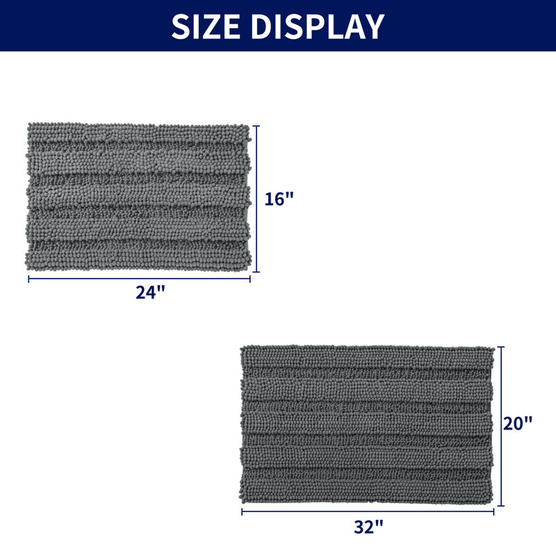 Lasse Non-Slip Bath Rug, Gray