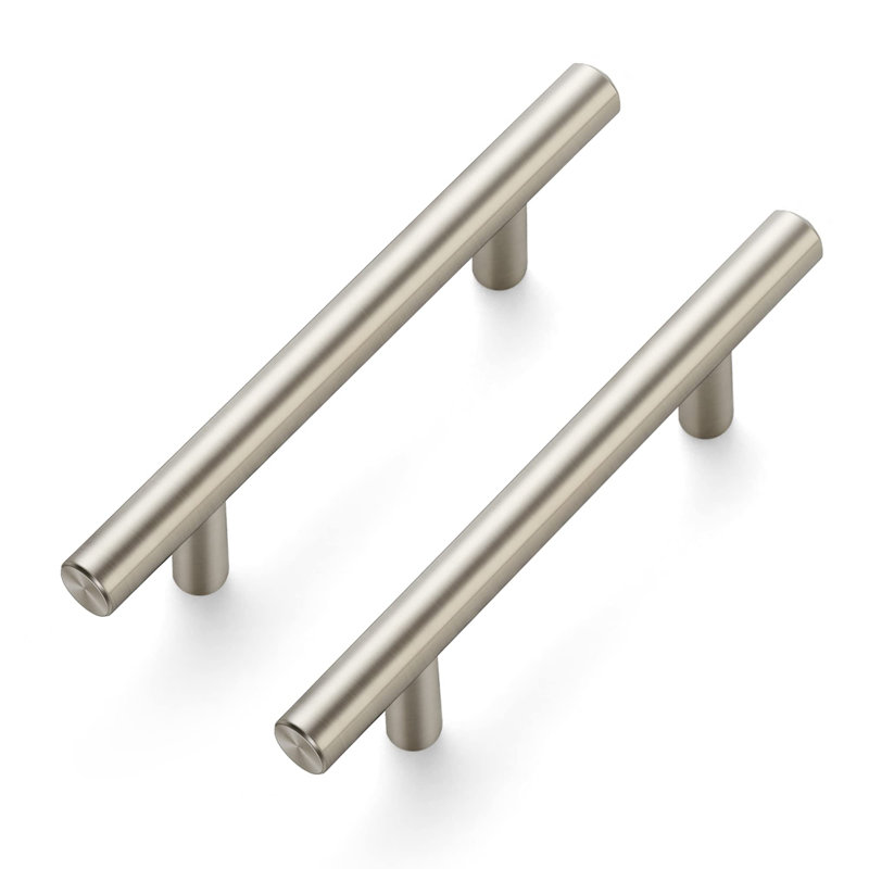 Paquet de 30 poignées d'armoire de 6 po en acier inoxydable nickel brossé, poignées d'armoire, trou central de 3,5 po
