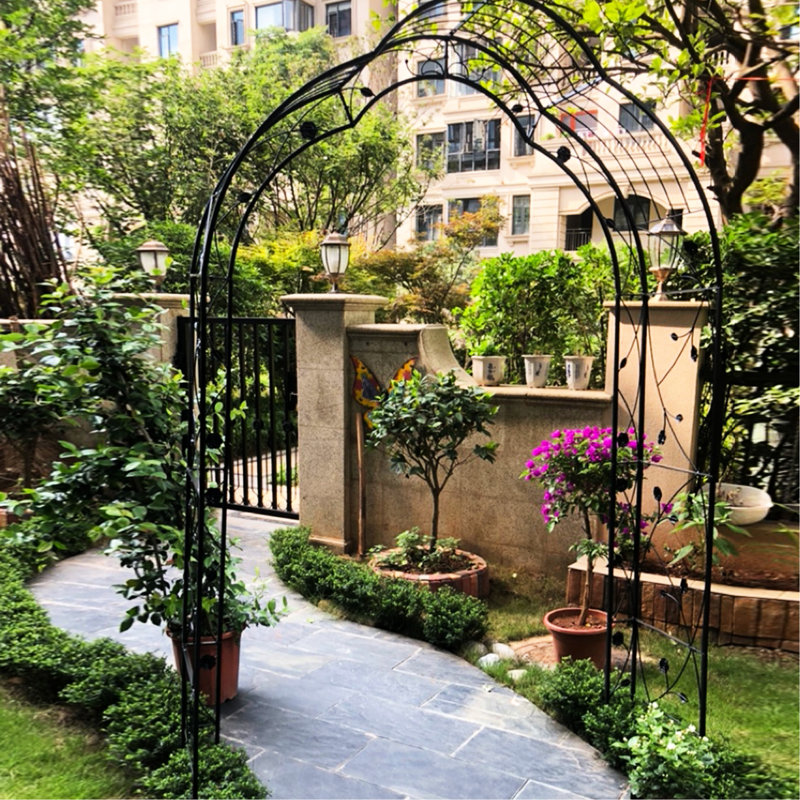 Arche de jardin treillis pour plantes - thermolaquée, 14,97 po Large, en métal noir,