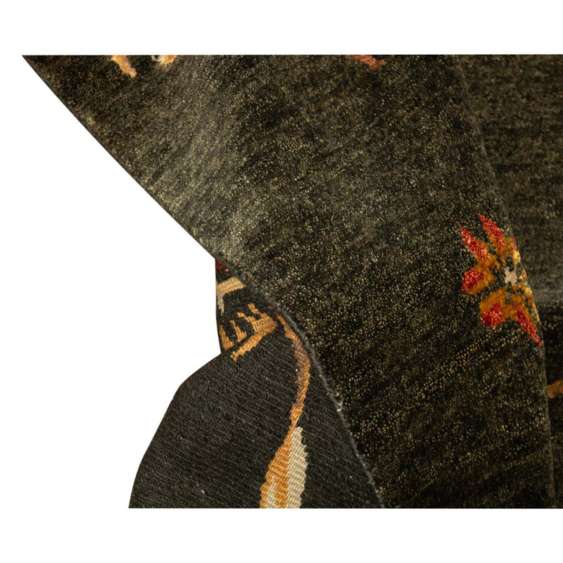 Tapis rouge / noir / beige noué à la main de conception unique 8 pi x 9 pi 9 po