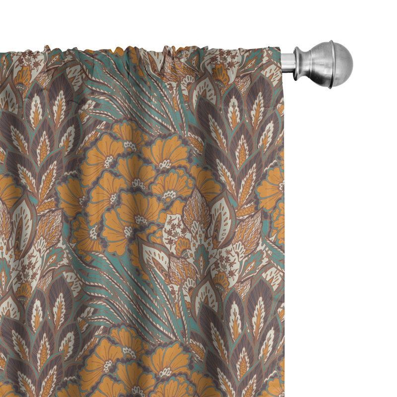 Floral Semi-Sheer Rod Pocket Curtain Panels, 28" x 95"