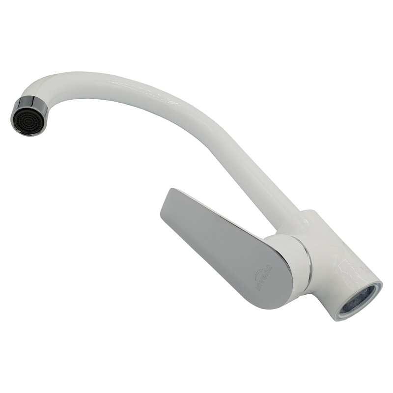 Belfry Kitchen Bowley Kitchen Faucet, White/Chrome