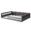 Lit plateforme tapissier en bois pleine grandeur avec garde-corps et coussin, gris