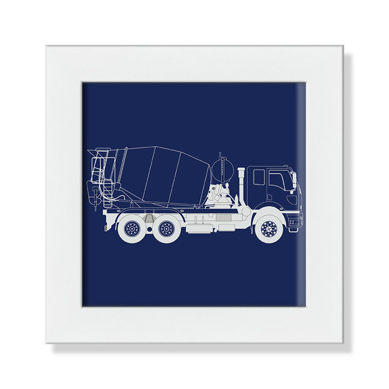 Camions Camions 1, art encadré, H 8 po x l 8 po x P 0,6 po, Encadré plat blanc