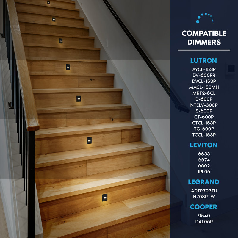 LUXRITE Trimless Vertical LED Step Lights, 5CCT 2700K/3000K/3500K/4000K/5000K, 3W, 90LM, CRI90, Dimmable, 110° Beam, 120V Step Light, IP65, Stair Lights Indoor/Outdoor, ETL Listed, Black (3 Pack)