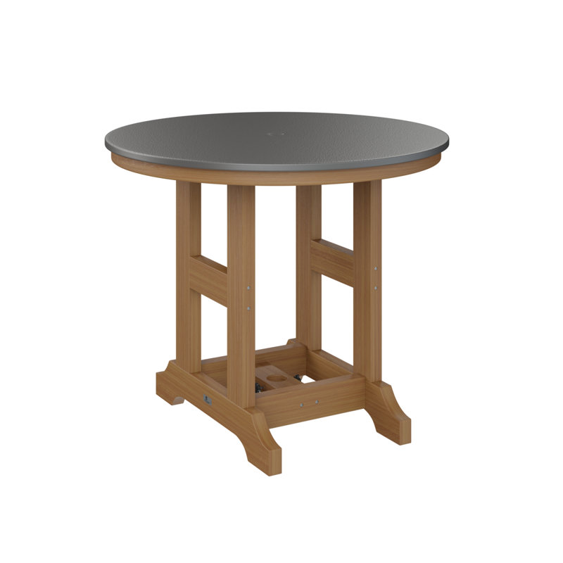 Table de salle à manger Garden Classic, H 30,87 po x l 38 po x P 38 po, Acier inoxydable martelé, Teck naturel