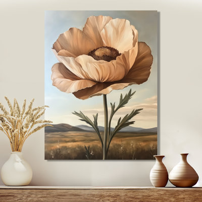 Wildflower Meadow in Brown and Beige II - Floral Metal Art, Print on Metal