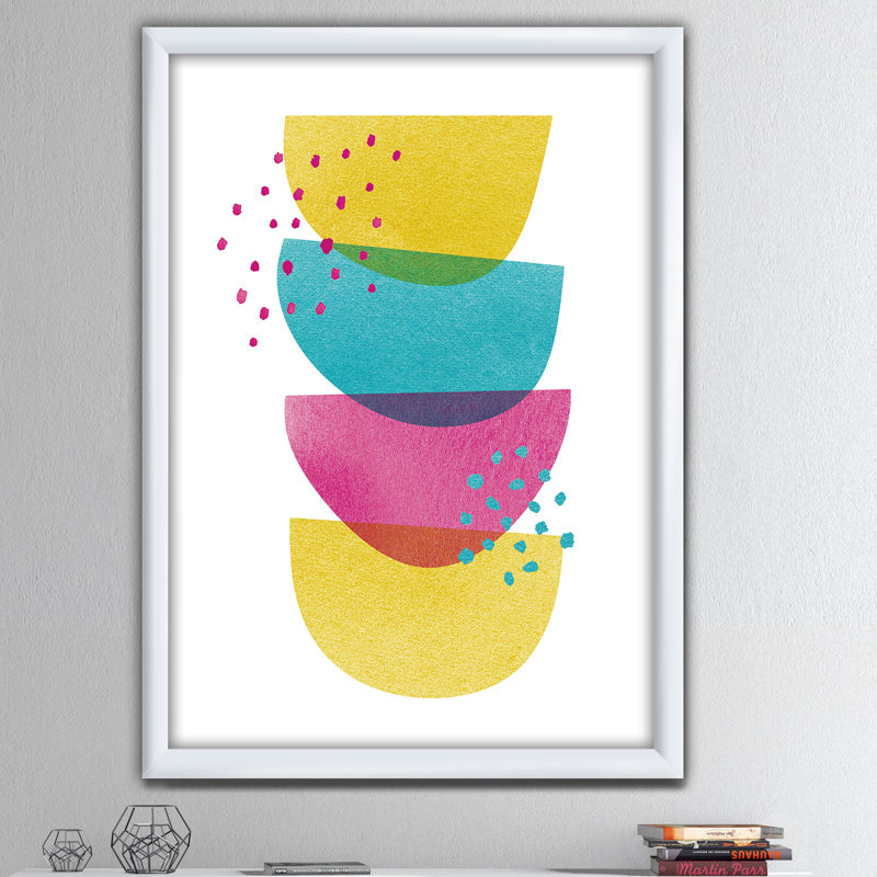 « minimal spots balance ii »-image image sur toile, H 46 po x l 36 po x P 1,5 po, Cadre blanc