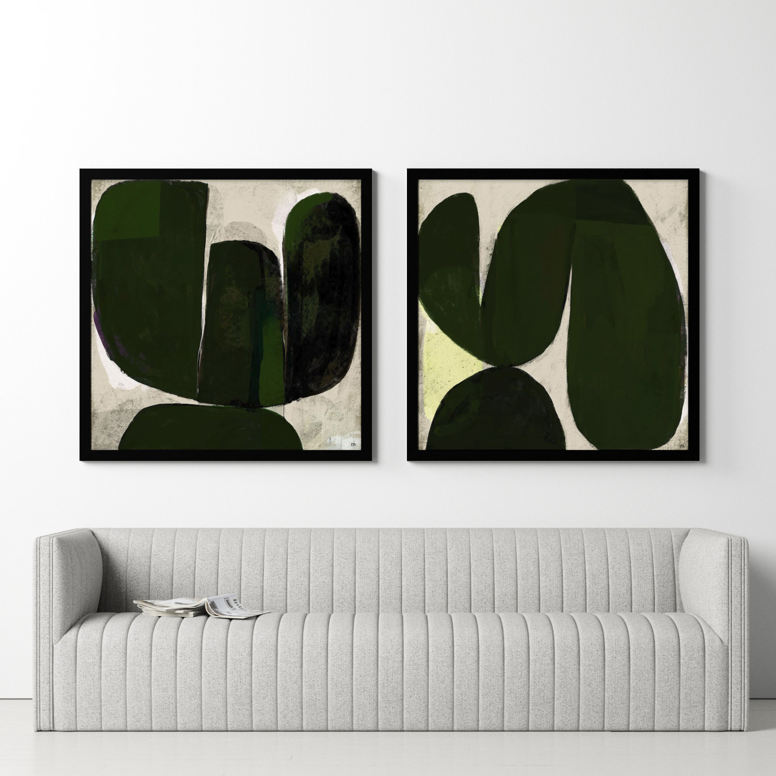 Succulent Set Of 2 by StudioM, Black, 44" H x 44" W x 1.25" D
