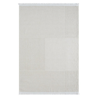 Nepal Cream Striped Jute Indoor/Outdoor Area Rug