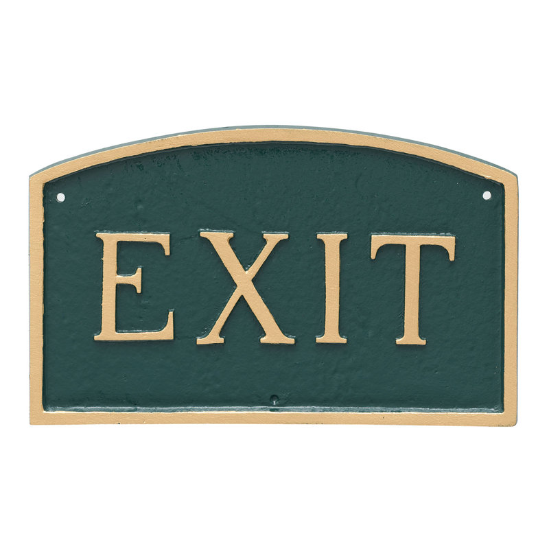 Exit Statement Garden Plaque, Hunter Green/Gold, 10 x 15 x 0.25