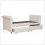 Lit de jour simple tapissier avec tiroirs, support en lattes de bois
