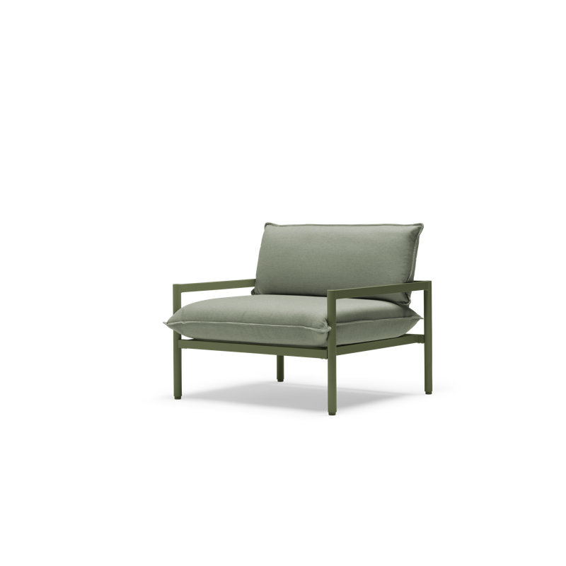 Olive Aluminum Outdoor Lounge Chair with Cushions