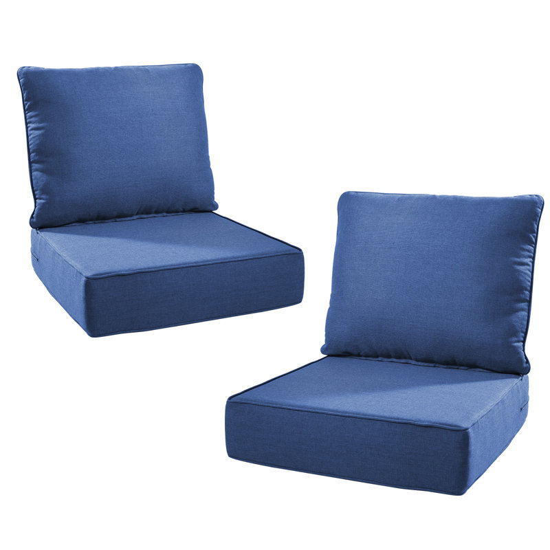 Wickes 24 In. X 24 In. Outdoor Deep Seating Lounge Chair Cushion 6" Thick Water-Resistant Seat/Back Cushion, Blue