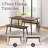 Calais 3 Piece Dining Table Set For 4 With Benches - 59” Solid Wood Kitchen Table And Two 46” Bench Seats - Mid Century Modern Furniture For Dining Room Or Kitchen (Walnut))