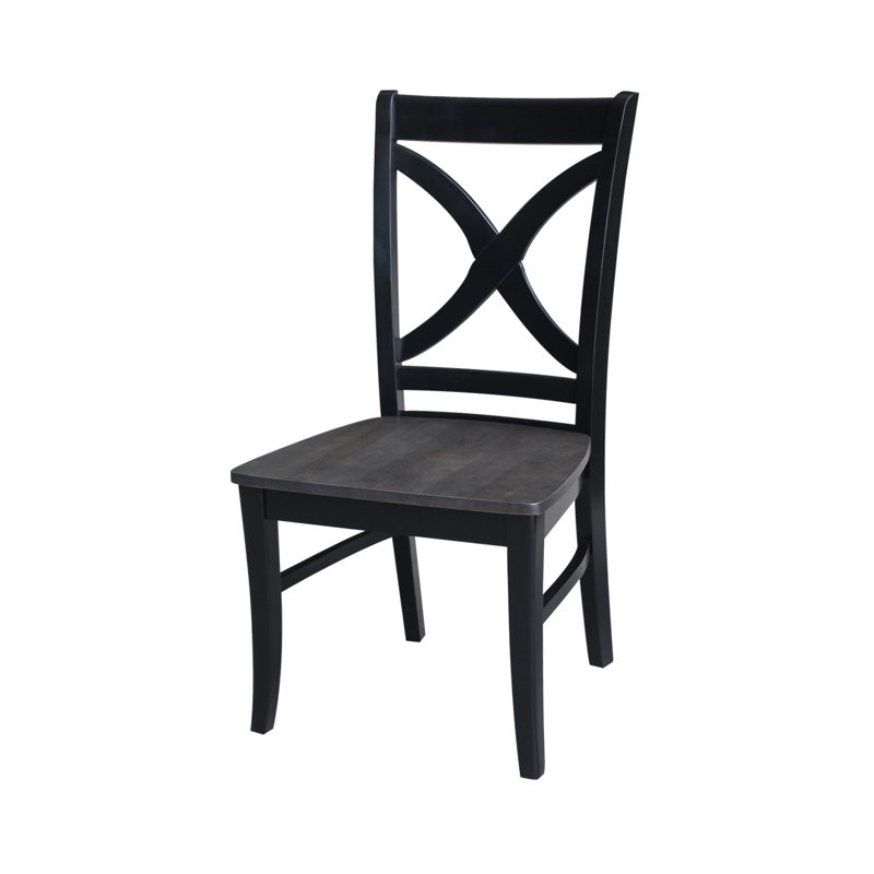 17.8'' H Solid Wood Side Chair, Coal Black/Washed Black