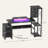 Computer Desk with 2 Fabric Drawers - Reversible Home Office Desk with Power Outlet & LED Lights, Gaming Desk Study Table with Pegboard, Black
