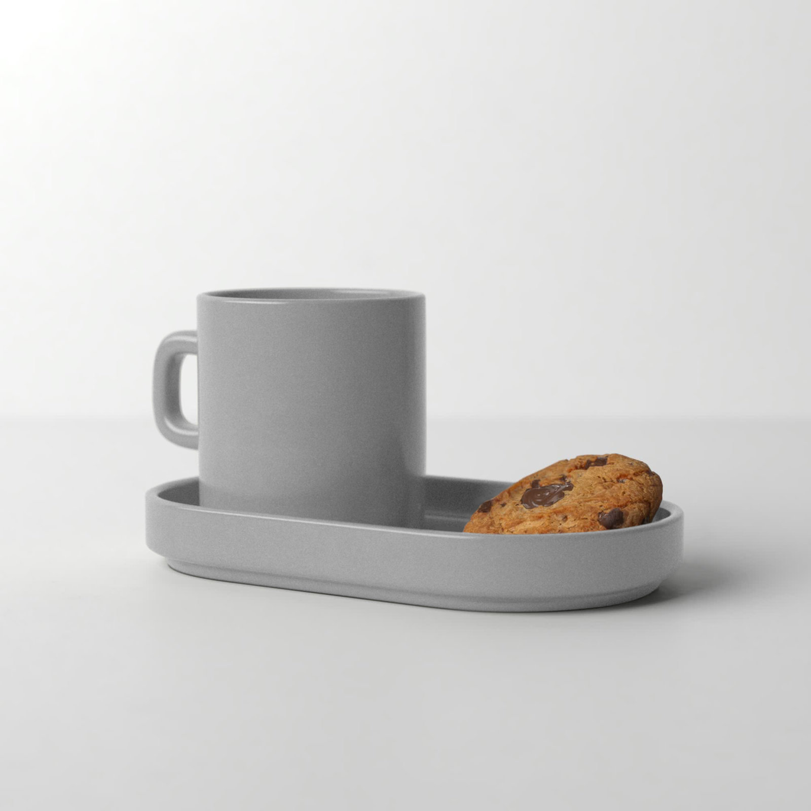 PILAR Stoneware Espresso Cup with Tray, Gray