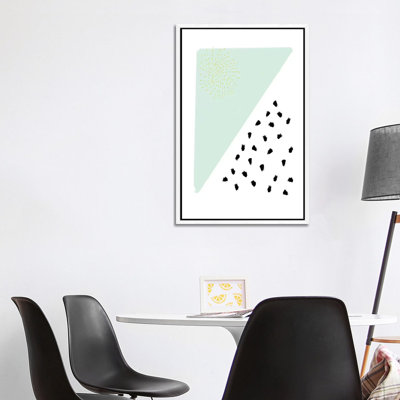 Mint And Gold Abstract by Leah Straatsma - Print on Canvas
