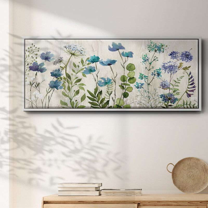 Blue Meadow- Framed Canvas, 12" H x 30" W