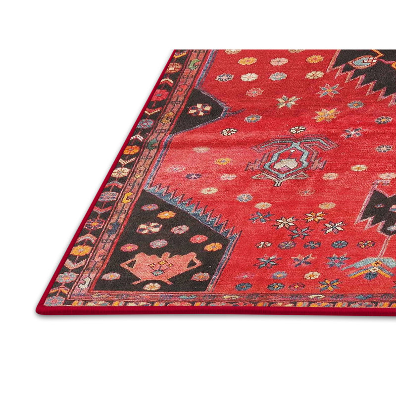 Tapis traditionnel rouge / vert, Rectangle 8 pi x 12 pi