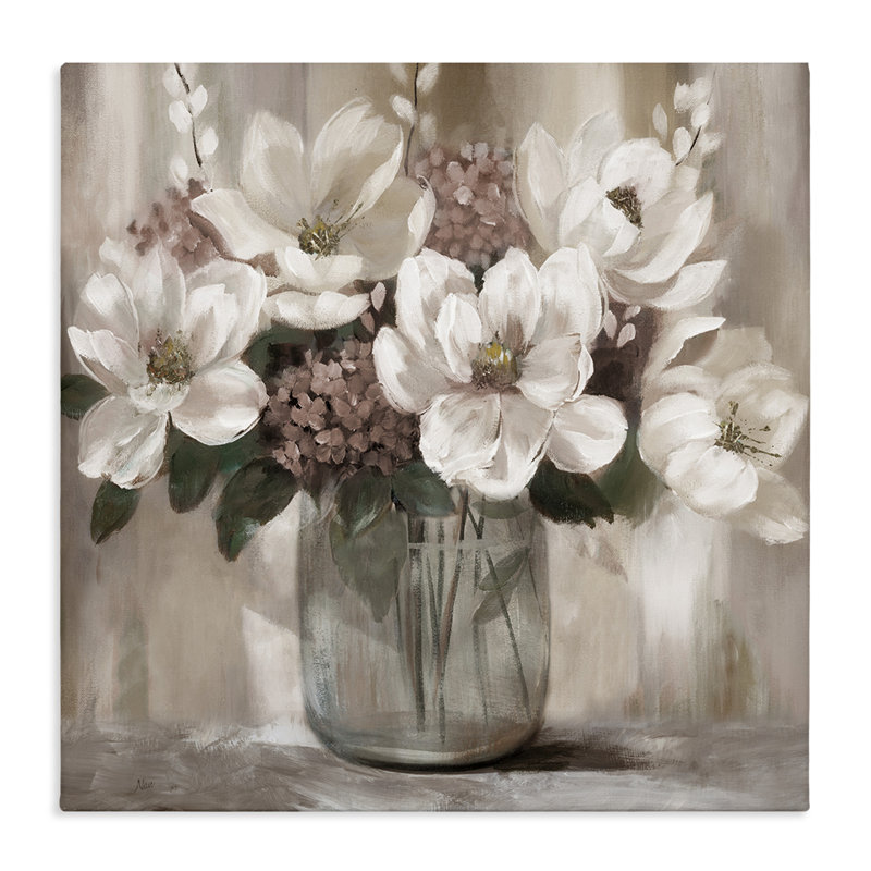 Toile ivoire Magnolias, design par Nan, H 30 po x l 30 po