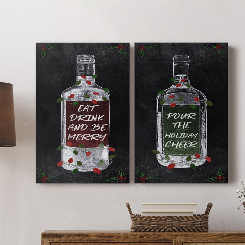 Be Be Merry Wine - Toile tendue avec châssis de qualité supérieure - Prêt à être accroché, H 18 po x l 24 po