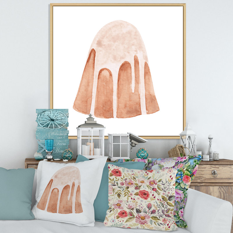 Gâteau de Pâques sur blanc - peinture sur toile, Cadre flottant en érable, H 36 po x l 36 po x P 1 po