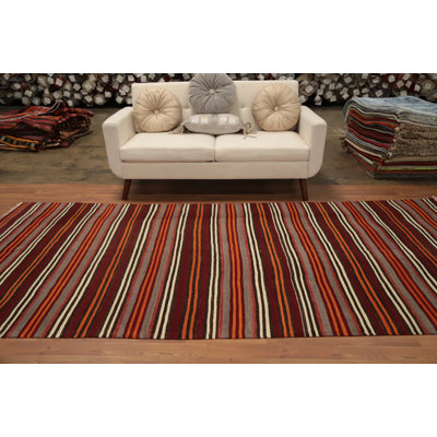 Tapis rayé en laine 5 x 11