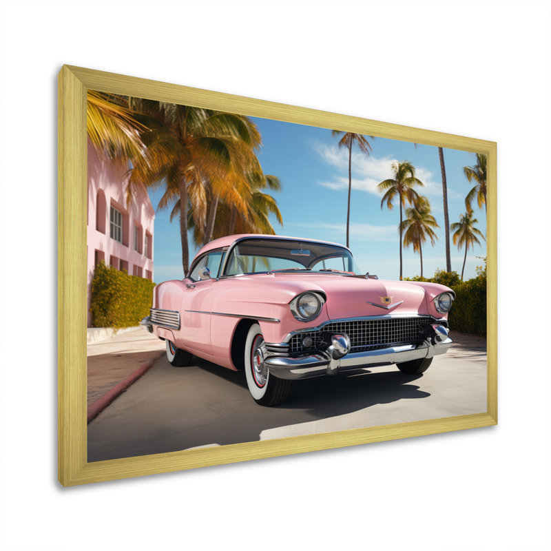 Miami Miami Cadillac I, reproduction d'art sur toile, H 24 po x l 32 po x P 1 po, Cadre doré à une seule photo