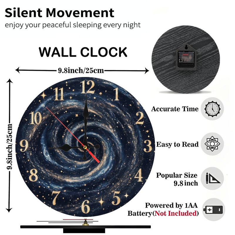 Horloge galaxie à spirale dorée