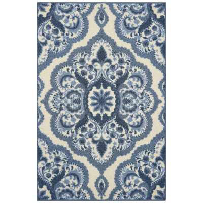 Tapis floral bleu Hertel