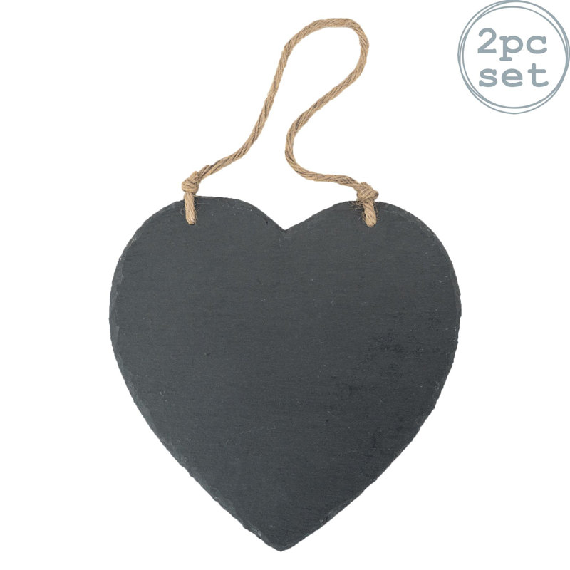 Nicola Spring - Slate Heart Hanging Notice Boards - 24.5 x 24.5cm - Set of 2