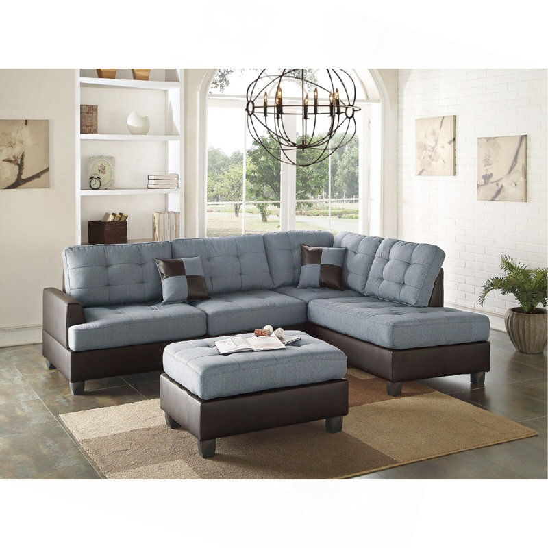 Canapé modulaire contemporain en polyfibre gris et lin