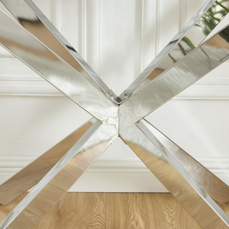 Jameesha 45.3'' Glass Top Console Table, Silver