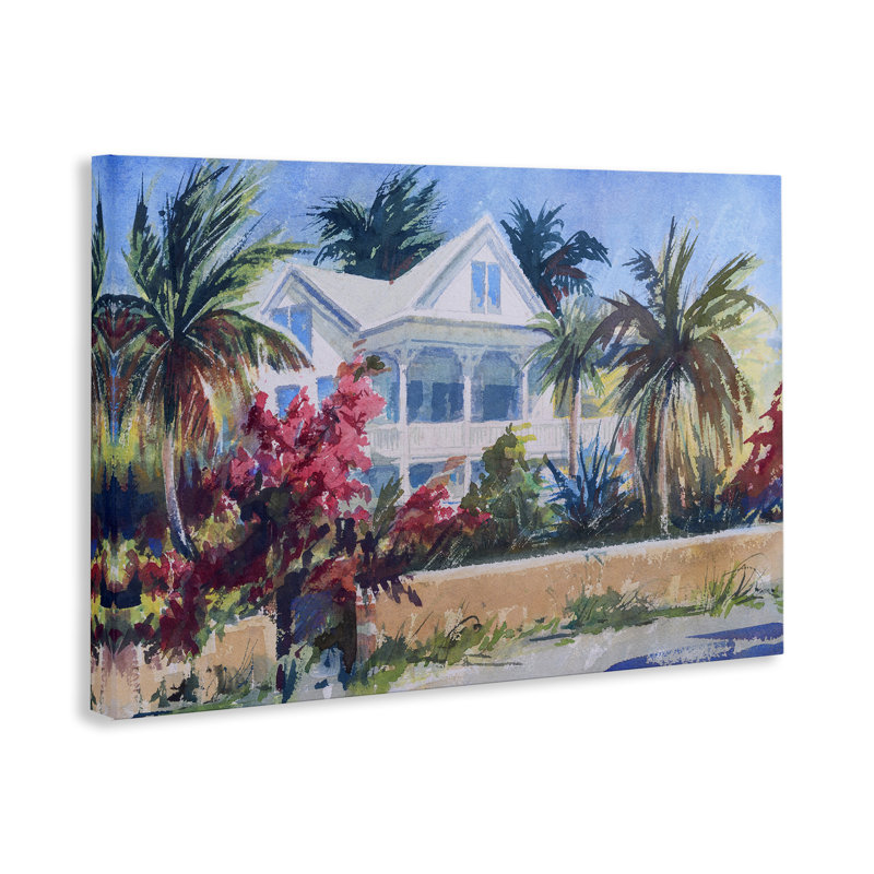 «Palm Tree Cottage» par Richard A. Rodgers, H 16 po x l 24 po