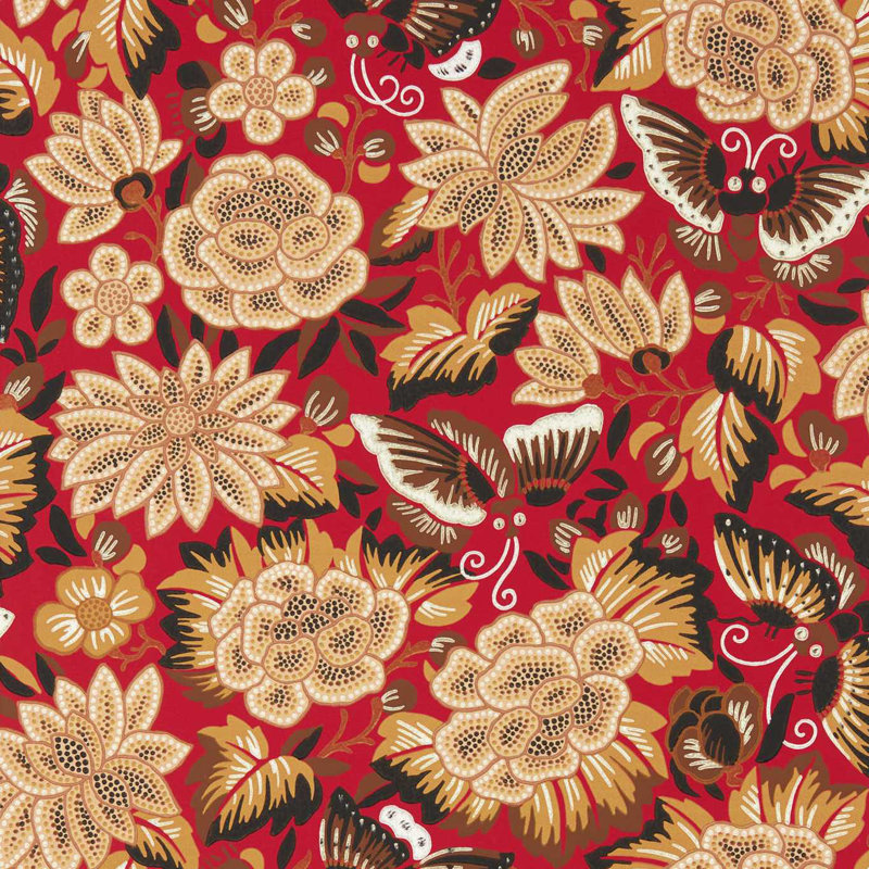 Amara Butterfly Wallpaper, Cinnabar/Ink Black