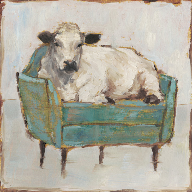 «Moo-ving In I» par Ethan Harper - reproduction d'art sur toile tendue, H 36 po x l 36 po, Toile encadrée, Argent argent
