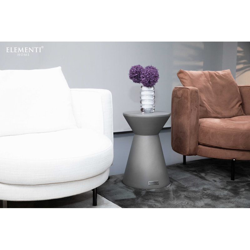 ROME Column Side Table Small Round Concrete End Table 50,8 cm H X 35 cm B X 35 cm T, Grey/Brown/Blue