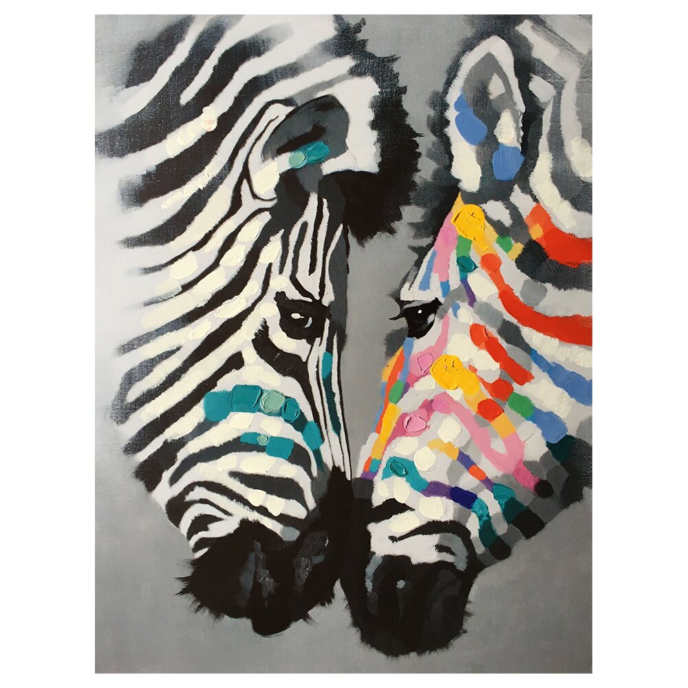 Gerahmter Grafikdruck Farbiges Zebra