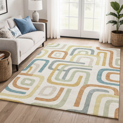 Tapis Mid-Century de qualité supérieure lavable à la machine Villers AMF2551