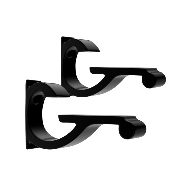 Support de tablette en aluminium Designer pour verre noir de 5/8 po à 3/4 po, paquet de 2, Noir