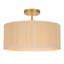 4-Light Dimmable Rattan Drum Shade Semi Flush Mount Ceiling Light with Gold Finish