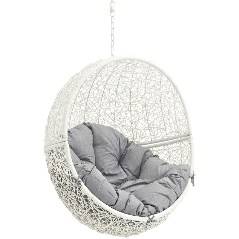 Chaise suspendue d'extérieur sans support Hide de Modway, Structure blanche / coussin gris