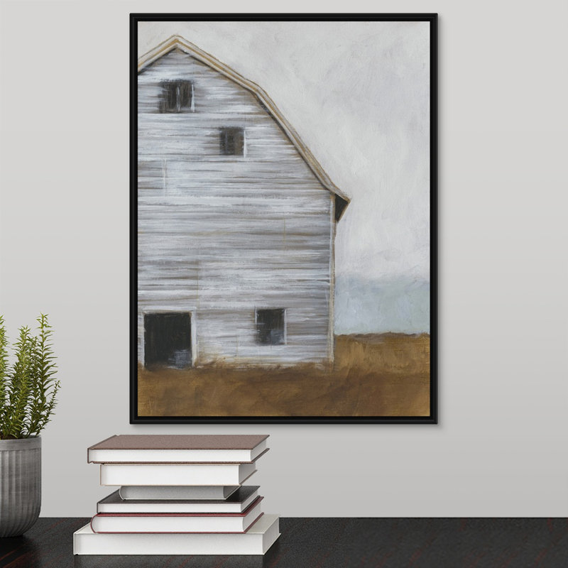 «Abandone Barn I», peinture sur toile, Cadre flottant noir, H 17,7 po x l 13,7 po x P 1,75 po