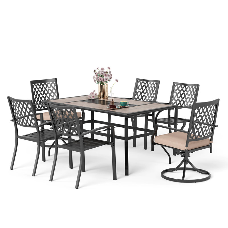 Armisha 6 - Person Patio Dining Set with Rectangular Table , Cushions Included