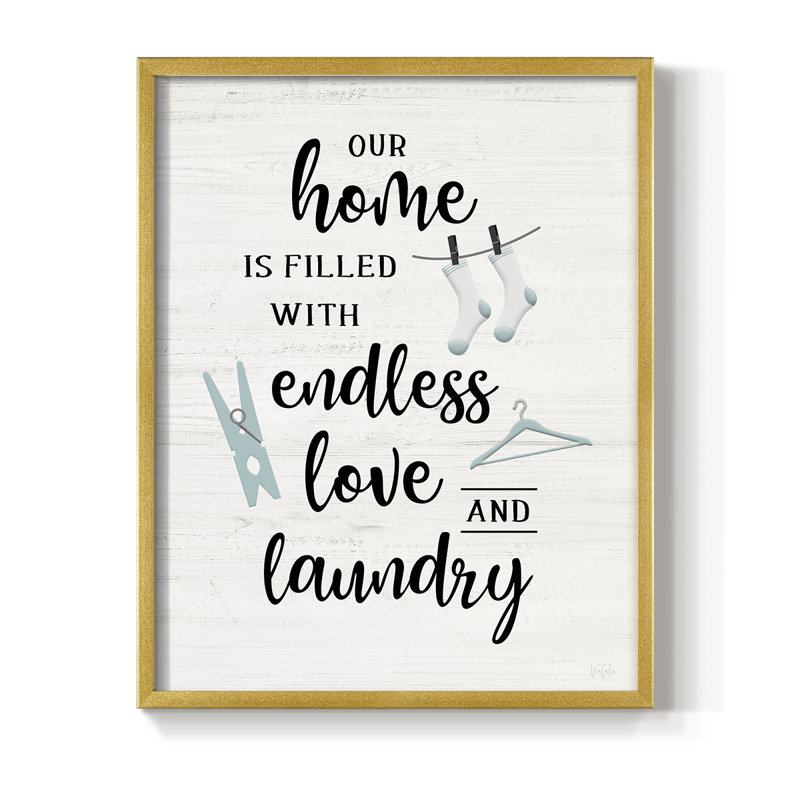 «Endless Love and Laundry», reproduction encadrée - bois massif, H 21 po x l 17 po, Doré