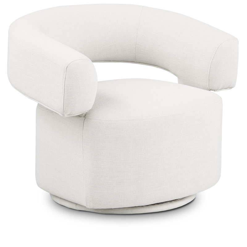 Niya Upholstered Swivel Accent Chair, Cream Linen Textured Fabric