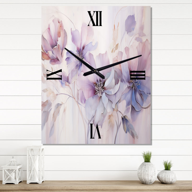 Horloge murale Botanical Whispers I - Abstract Botanicals, H 40 po x l 30 po x P 1 po