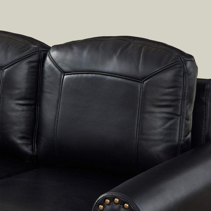 Causeuse de salon 59 po Classic, Cuir PU noir respirant